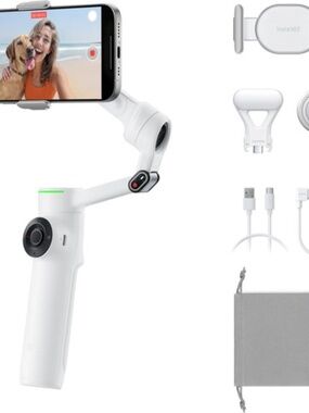 Insta360 Flow 2 Plus AI Tracker Bundle Grey: Foldable Phone Gimbal